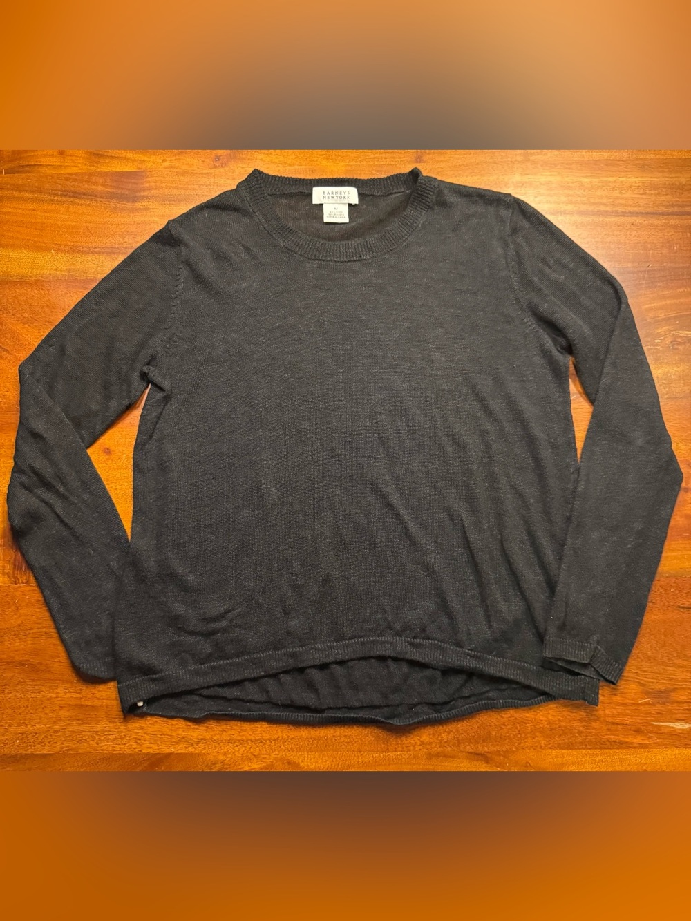 Barneys New York Women’s Black Linen Bamboo Pullover Langelook Sweater Sz Medium